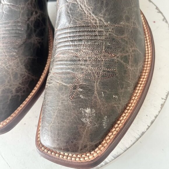 Rod Patrick Mens Cowboy Boots 14.5A Antique Mocha Bison Brown Western Blunt Toe - Picture 8 of 15